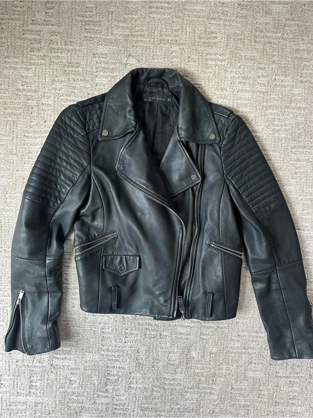 Zara Genuine Leather Moto Jacket